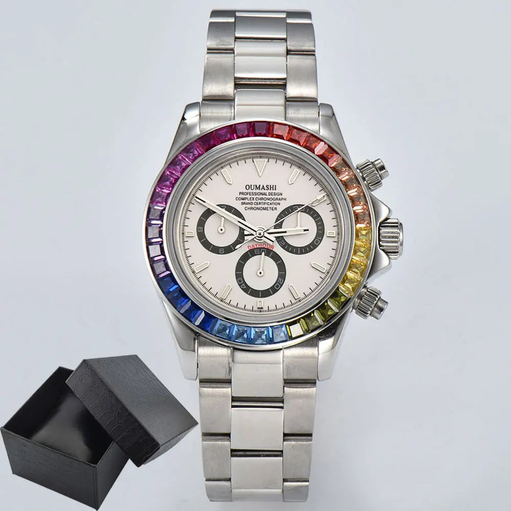 men 4130 WATCH sapphire Glass GEM automatic mechanical watch 39.3mm 7750 4130 movement men's chronograph watch Waterproof 10ATM