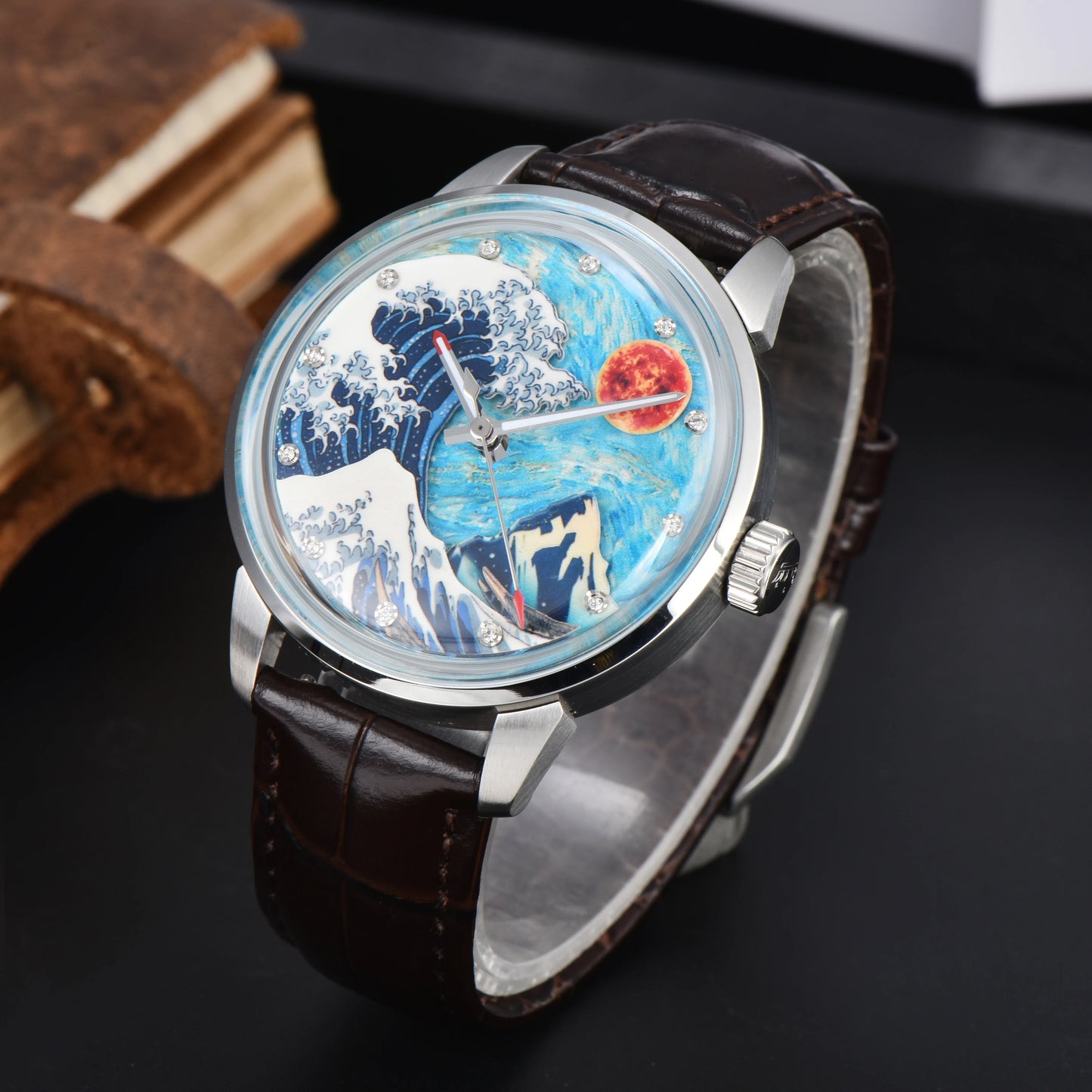 42mm men's mechanical watch Wave Green Luminous Dial Luxury sapphire Glass MIYOTA 8215 Automatic Watch 10ATM Waterproof Watch