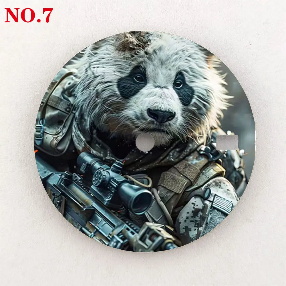 Watch dial 28.5mm NH35 dial custom-made Panda Warrior dial, color printing, watch components are suitable for NH35/36 movement