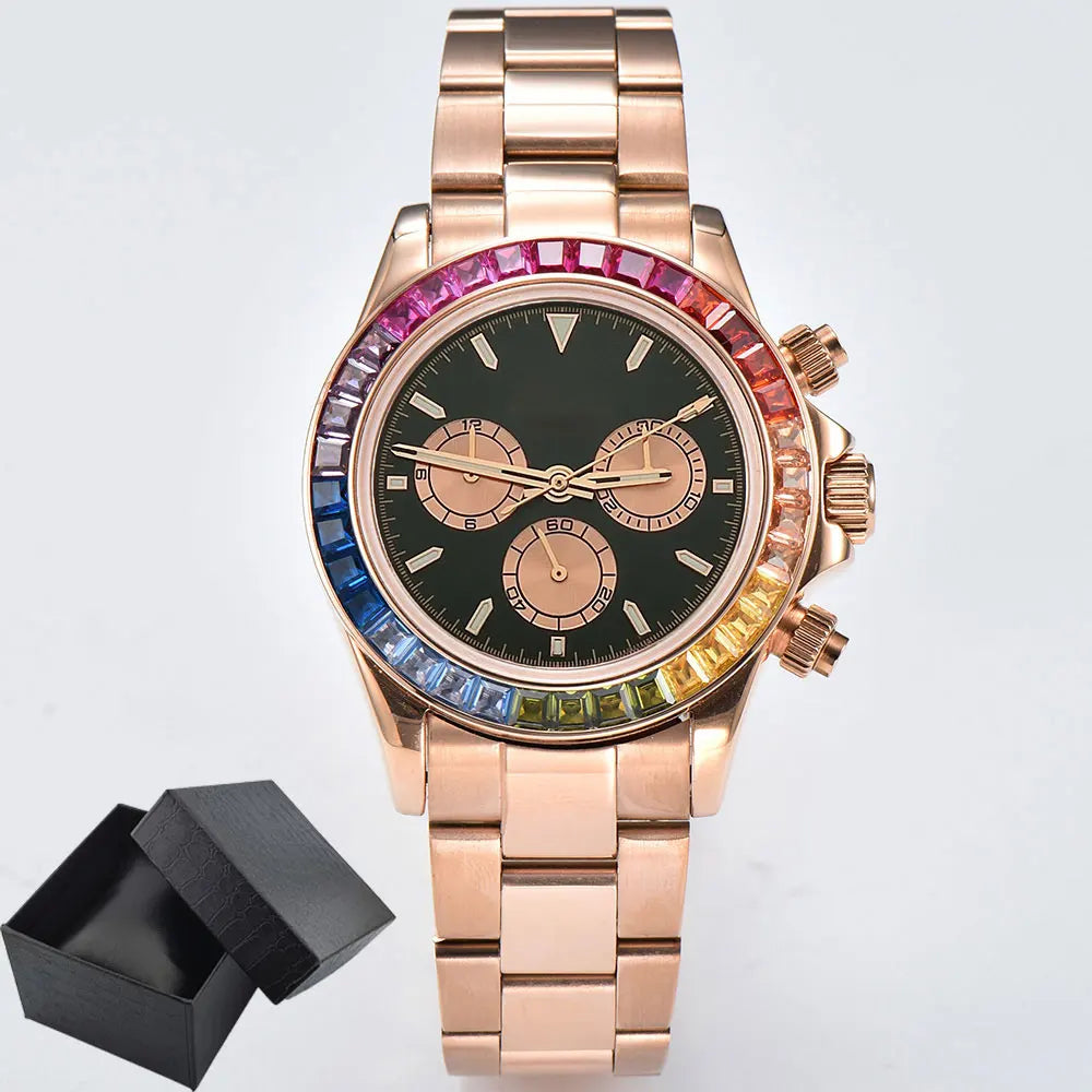 Men watches GEM Automatic Watch 39mm 4130 Chronograph Mechanical Wristwatch Sapphire Triple Windows Waterproof 10ATM 7750 watch