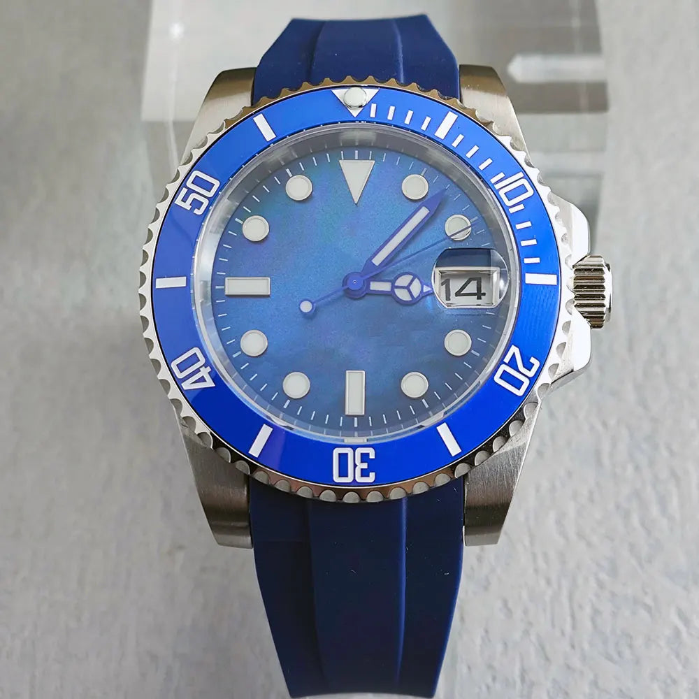 OUMASHI 40mm Mother of-pearl dial NH35 Automatic Mechanical Watch Diver gradient luminous stainless steel case sapphire glass