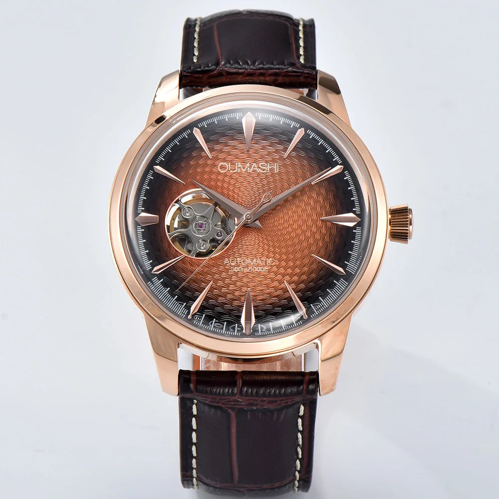 Watch 40.5mm Men's fashion mechanical watch NH38 Skeleton dial design Retro circular case transparent cover men's cocktail watch