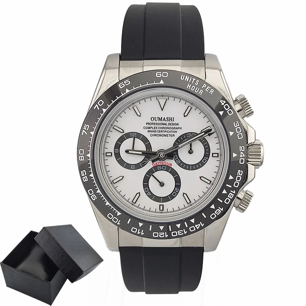 Men's 4130 Automatic Watch Automatic Chronograph Code Watch Stainless Steel sapphire Glass Luxury rubber strap Sports Men's watc