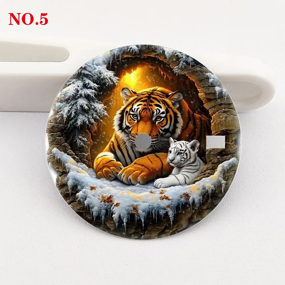 The 28.5mm tiger-patterned dial NH35 dial creative color-printed series dial is suitable for NH35/36 movement watch accessories