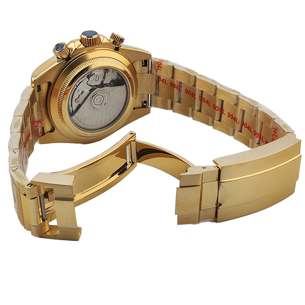 Mens Watches Luxury gemstone Bezel Men Mechanical Wristwatches Luxury Sapphire Glass Chronograph 4130 Watch Men Reloj Hombre