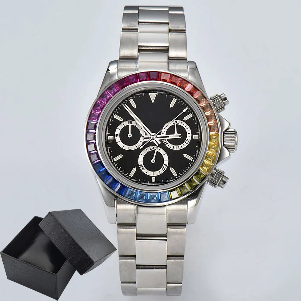 men 4130 WATCH sapphire Glass GEM automatic mechanical watch 39.3mm 7750 4130 movement men's chronograph watch Waterproof 10ATM