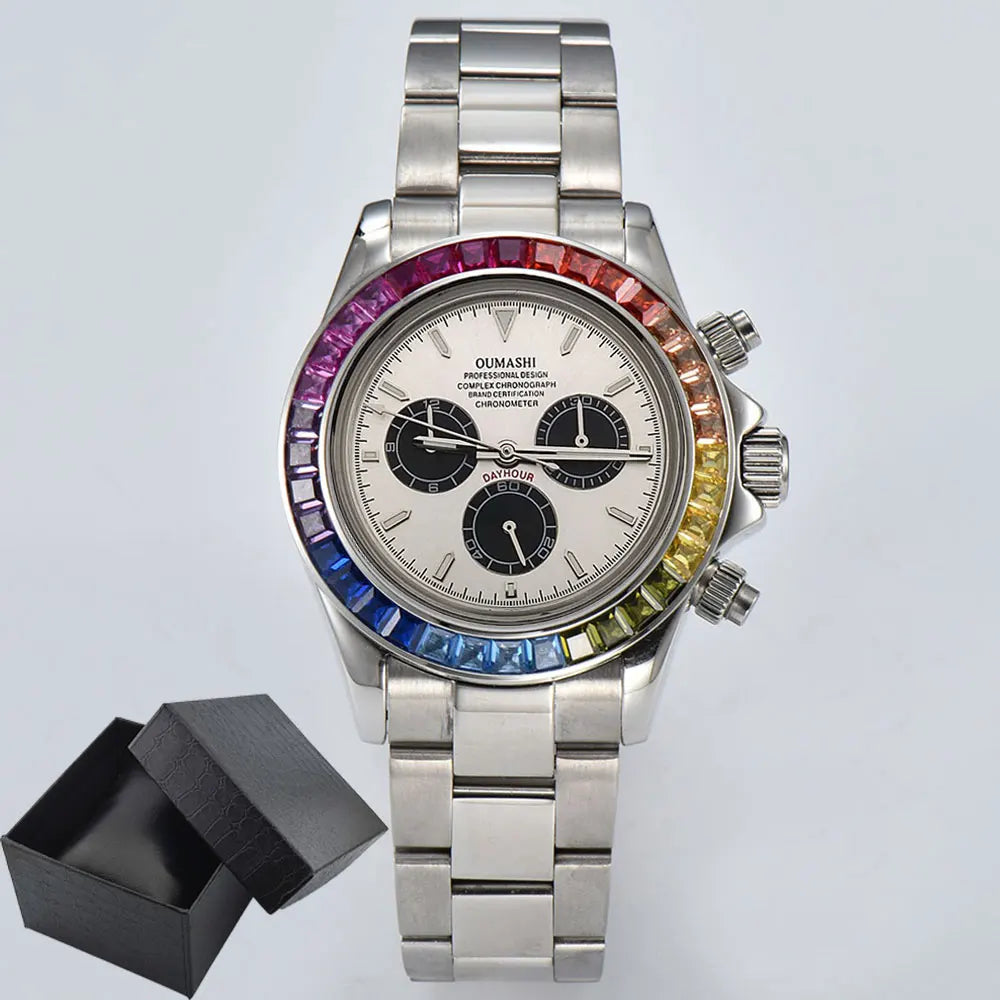men 4130 WATCH sapphire Glass GEM automatic mechanical watch 39.3mm 7750 4130 movement men's chronograph watch Waterproof 10ATM