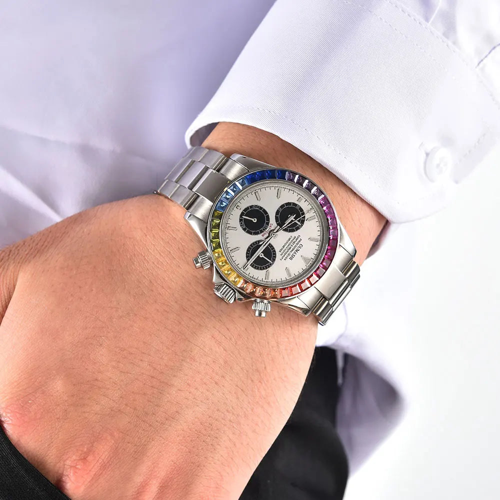 men 4130 WATCH sapphire Glass GEM automatic mechanical watch 39.3mm 7750 4130 movement men's chronograph watch Waterproof 10ATM