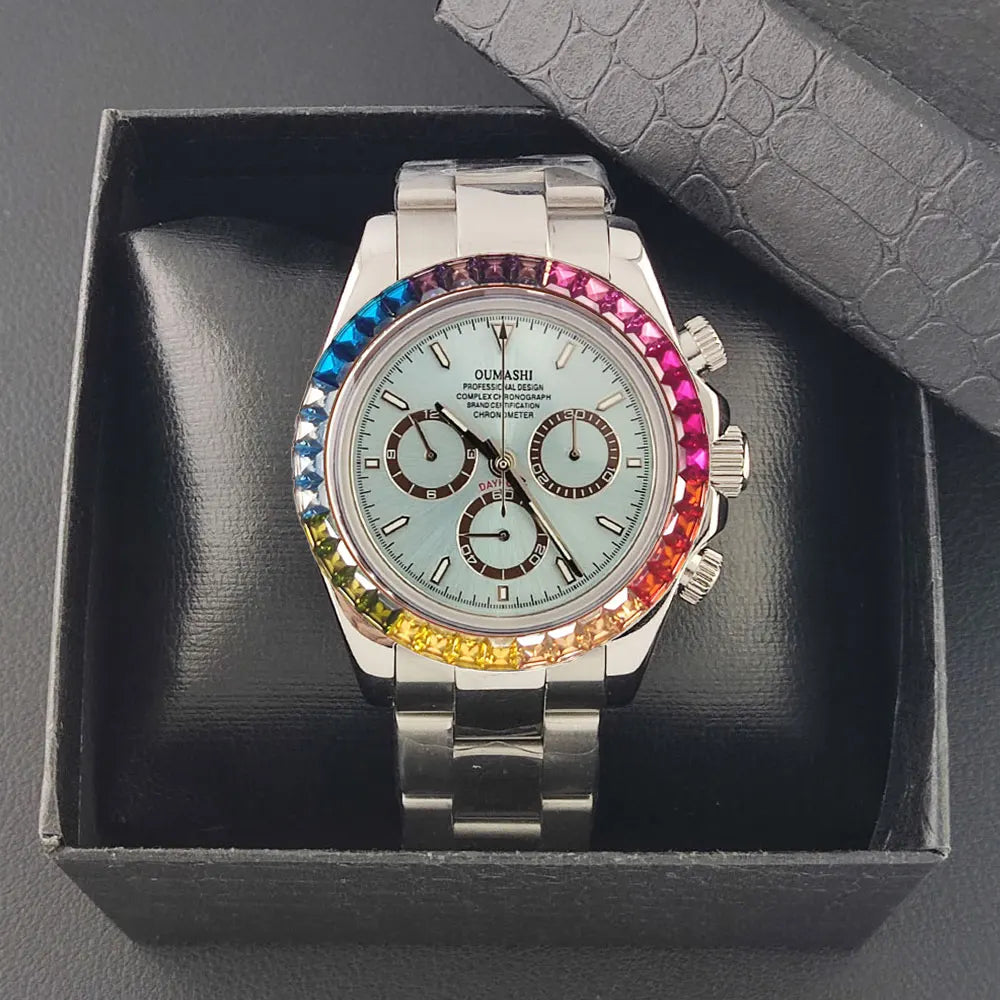 men 4130 WATCH sapphire Glass GEM automatic mechanical watch 39.3mm 7750 4130 movement men's chronograph watch Waterproof 10ATM