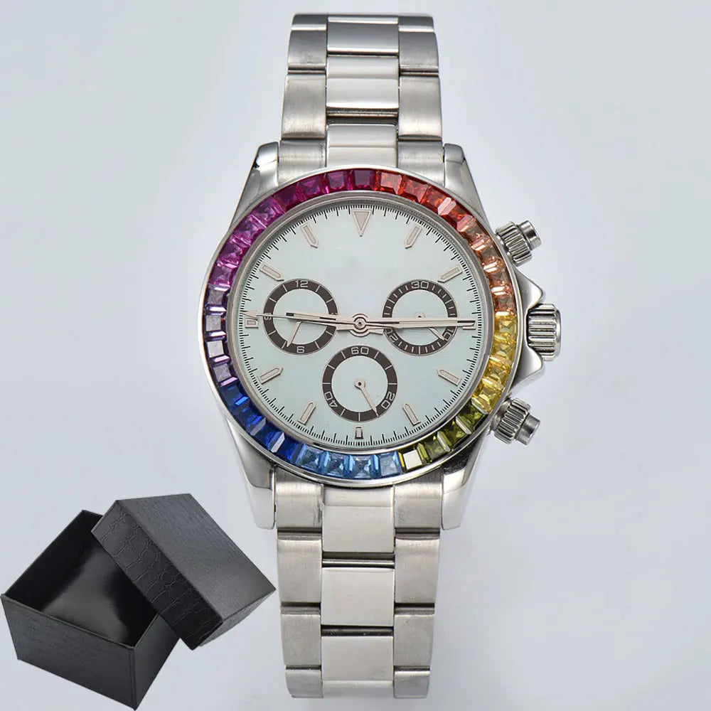 men 4130 WATCH sapphire Glass GEM automatic mechanical watch 39.3mm 7750 4130 movement men's chronograph watch Waterproof 10ATM