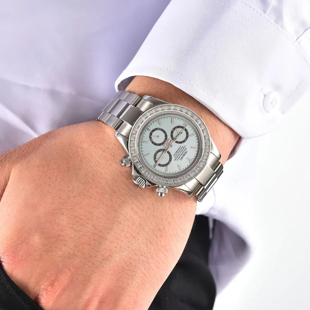 men 4130 WATCH sapphire Glass GEM automatic mechanical watch 39.3mm 7750 4130 movement men's chronograph watch Waterproof 10ATM