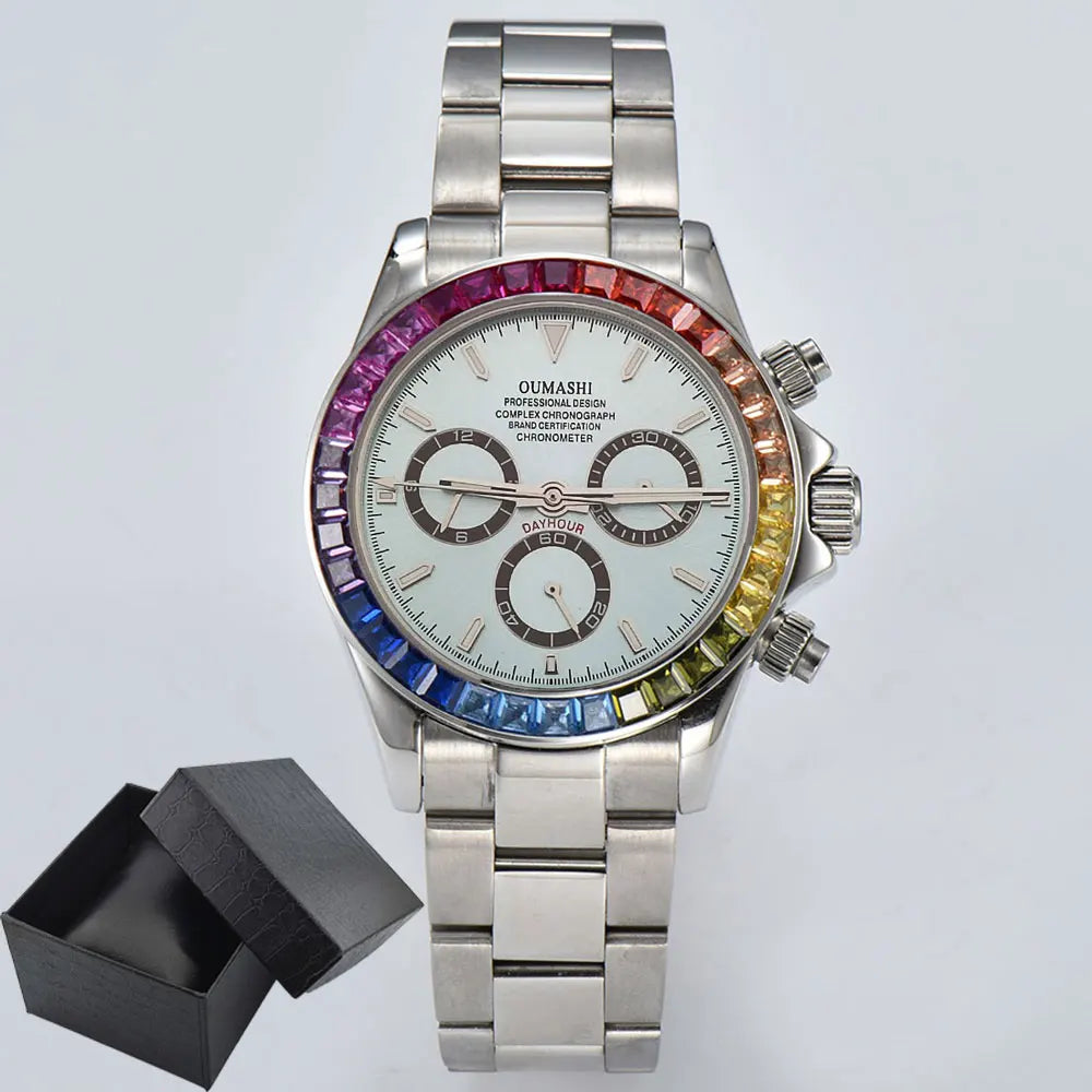 men 4130 WATCH sapphire Glass GEM automatic mechanical watch 39.3mm 7750 4130 movement men's chronograph watch Waterproof 10ATM