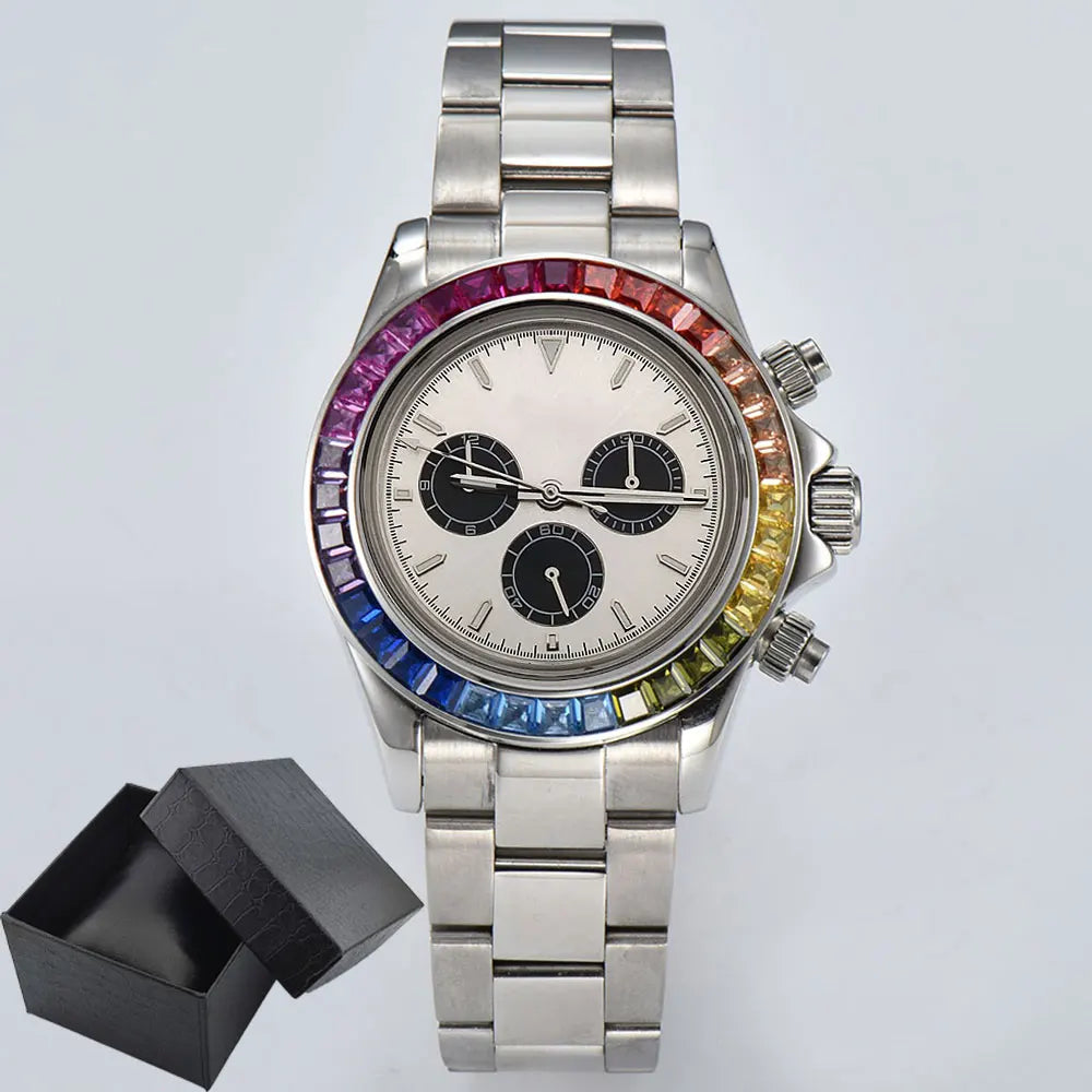 men 4130 WATCH sapphire Glass GEM automatic mechanical watch 39.3mm 7750 4130 movement men's chronograph watch Waterproof 10ATM