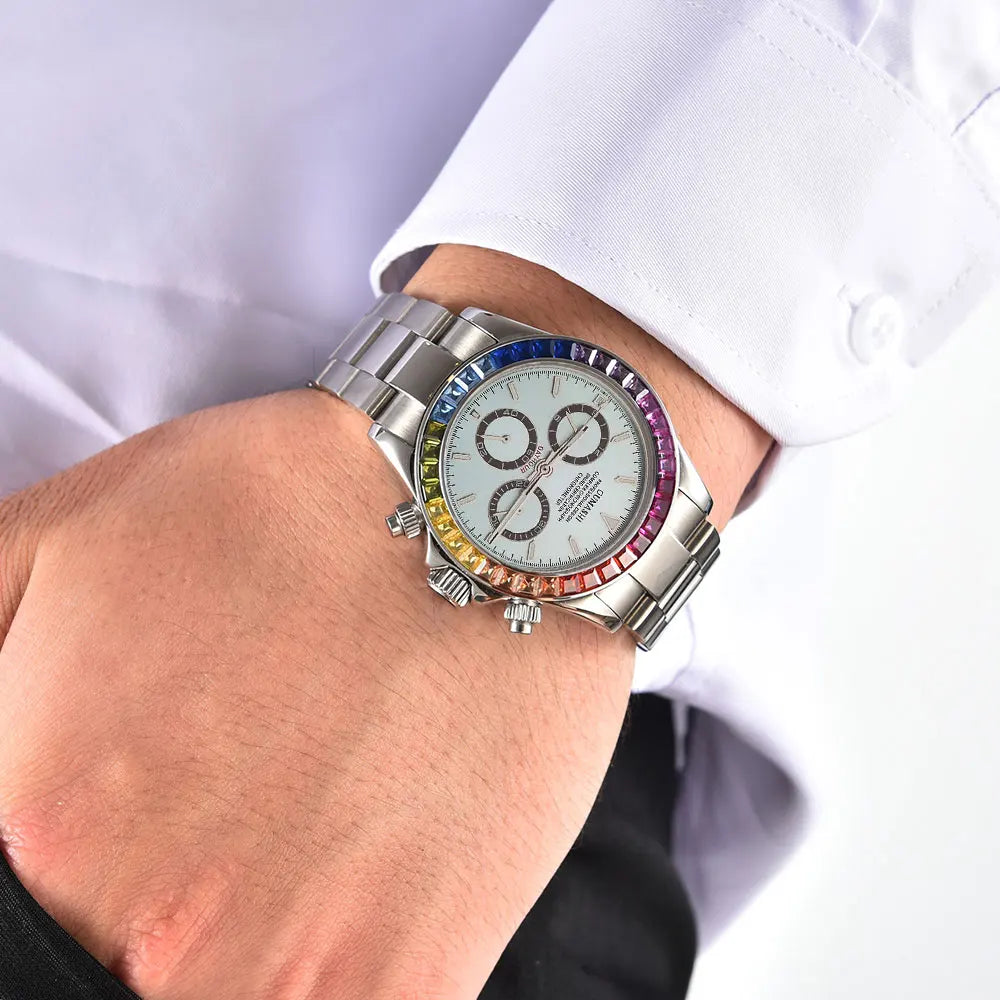 men 4130 WATCH sapphire Glass GEM automatic mechanical watch 39.3mm 7750 4130 movement men's chronograph watch Waterproof 10ATM