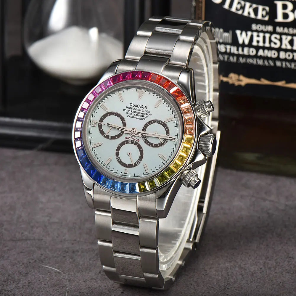men 4130 WATCH sapphire Glass GEM automatic mechanical watch 39.3mm 7750 4130 movement men's chronograph watch Waterproof 10ATM