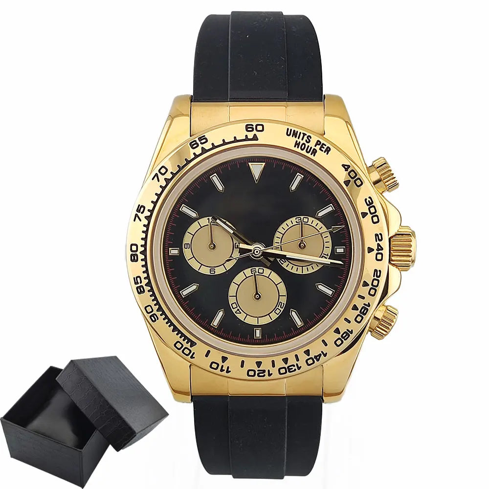 Luxury men's watch gold Chronograph Equation Racing Men Automatic Mechanical Watch Waterproof 10ATM Sapphire 4801 4130 Movement