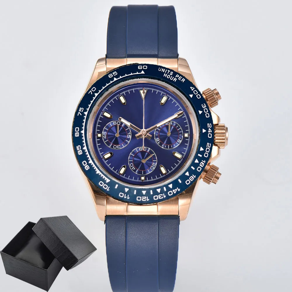 VK63 watch 39.3mm Luxury Watch Men's Chronograph Men's watch vk63 case rose gold BLUE VK63 Men's Chronograph Waterproof 10ATM