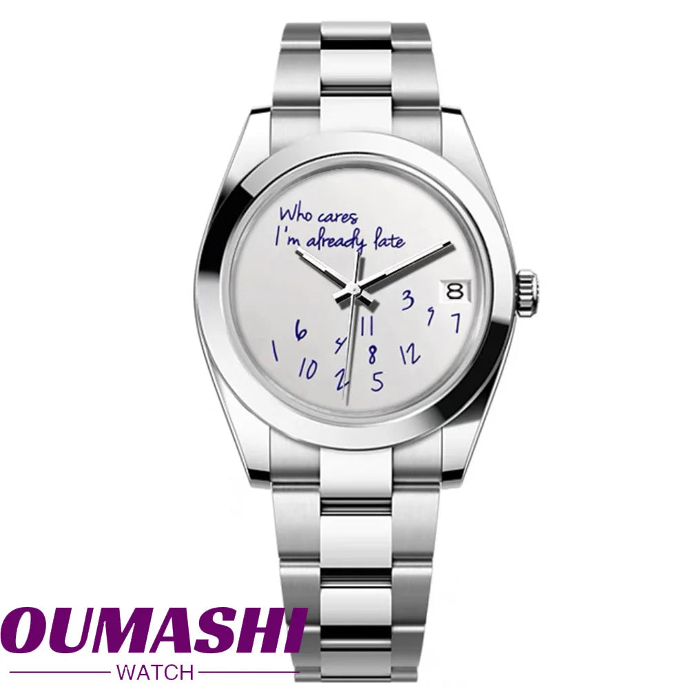 NH Series 35 Watch For Who cares im already late NH35 Automatic Movement Sapphire Crystal 39mm NH35 No Logo Watches man