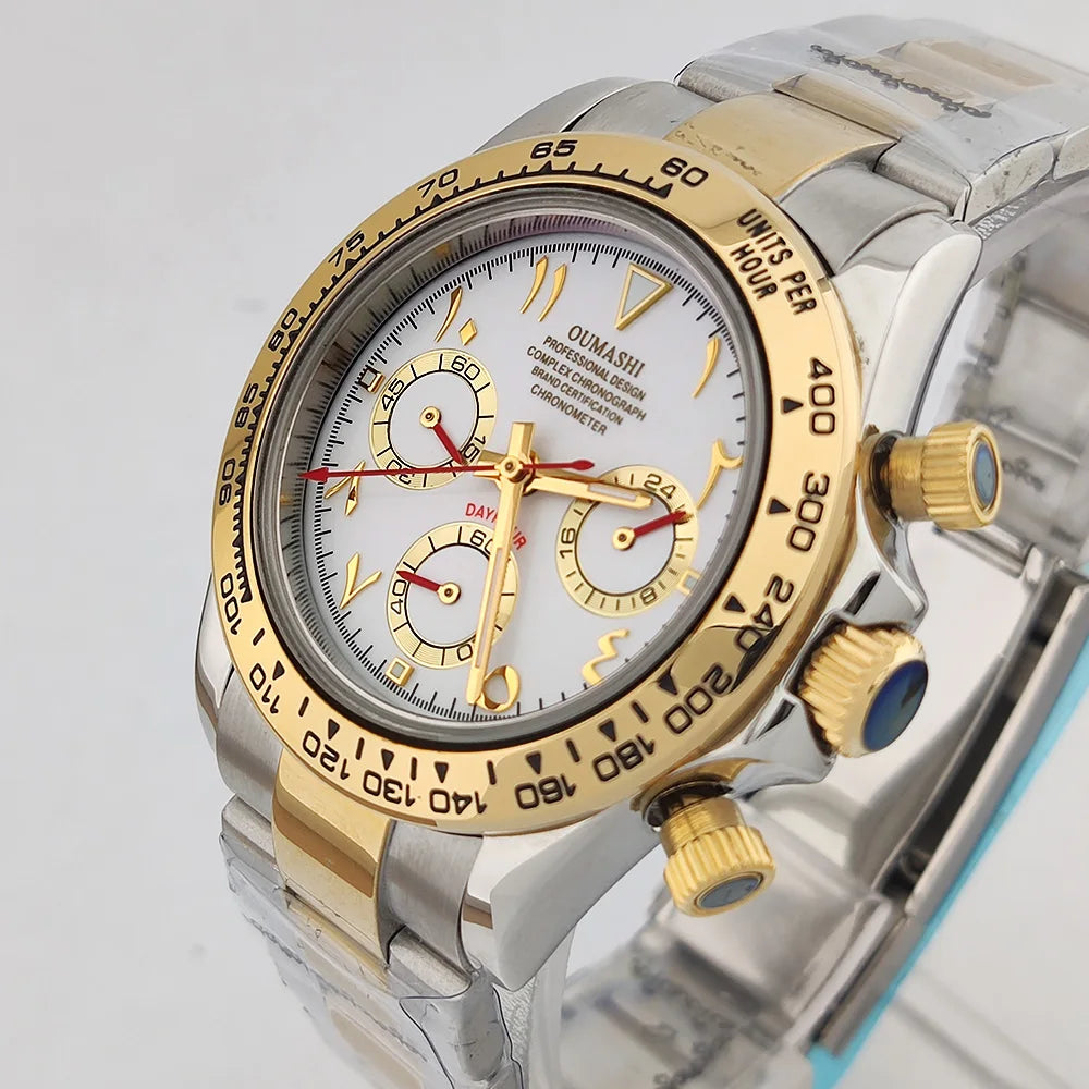 VK63 WATCH 39.3MM Casual Vk63 Quartz Movement Watch Men's waterproof steel case Arabian Dial Chronograph Luminous watch