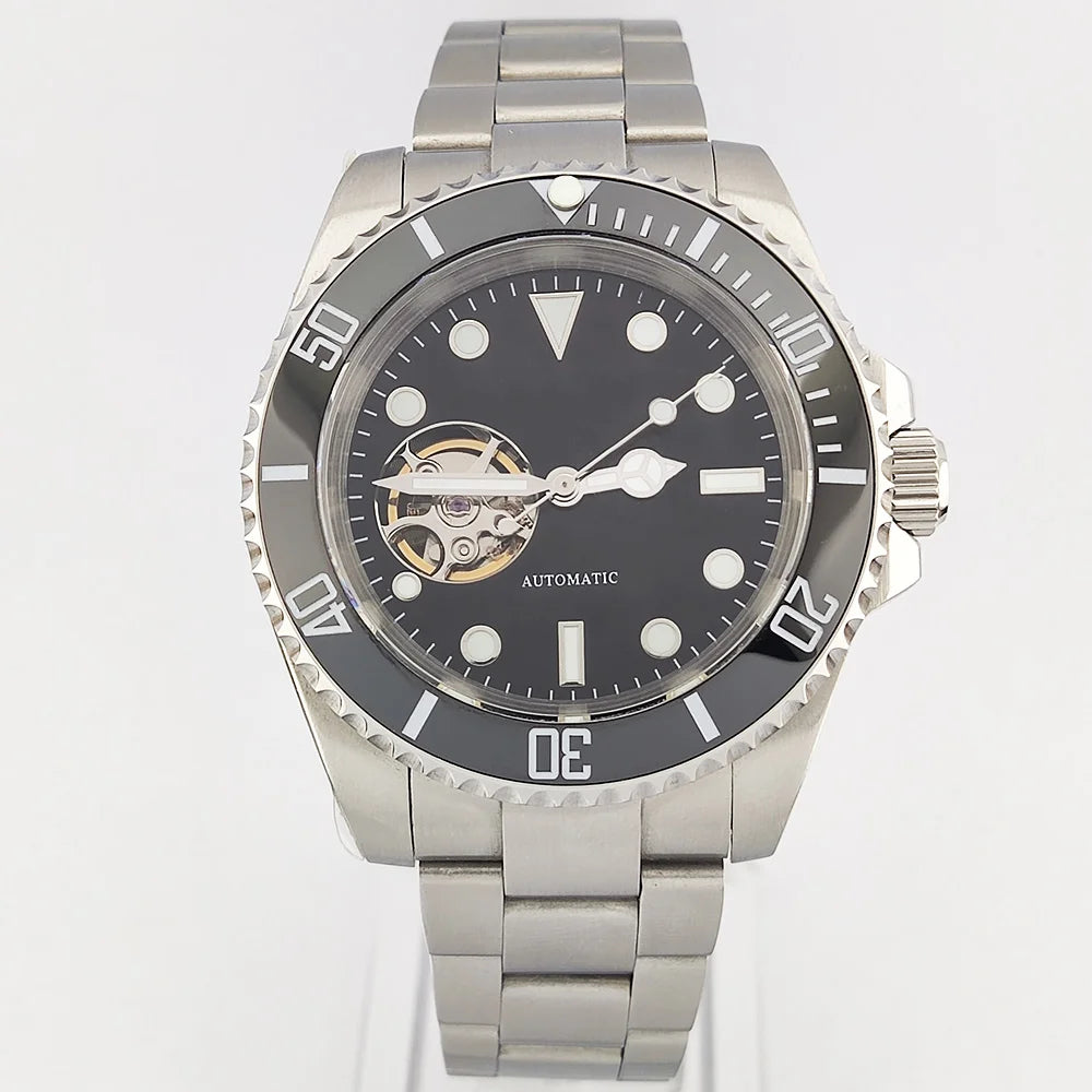 diving men watch 40.5mm NH38 automatic Men's watch Hollow dial dial sapphire glass luminous automatic watch NH38 movement