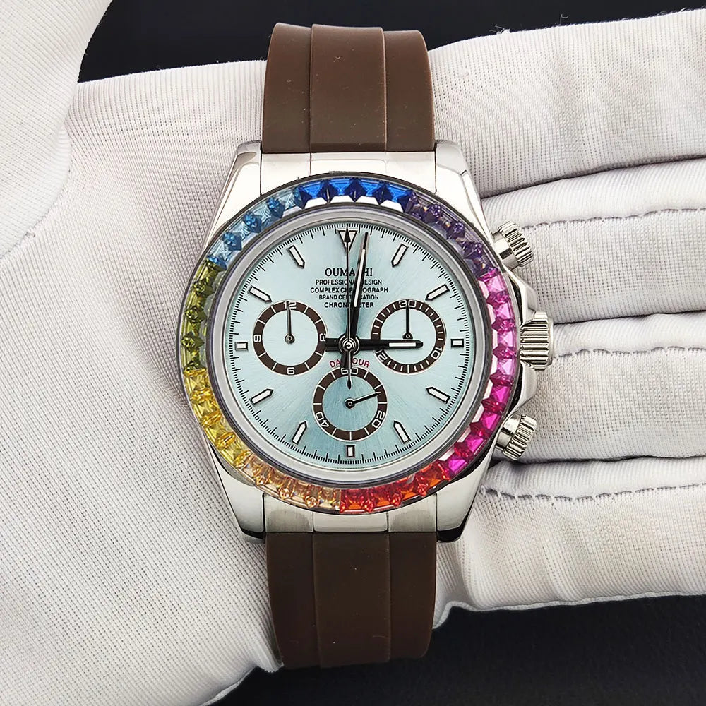 men 4130 watches sapphire Glass GEM automatic mechanical watch 39.3mm 4130 movement men's chronograph watch Waterproof 10ATM