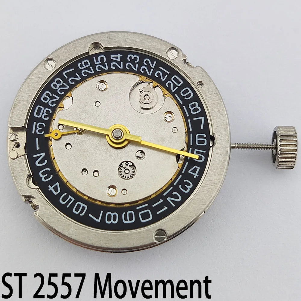 ST2557 Movement watches 45mm Men's watch GMT Stainless Steel case Men's Vintage Mechanical Watch sapphire glass leather bracelet