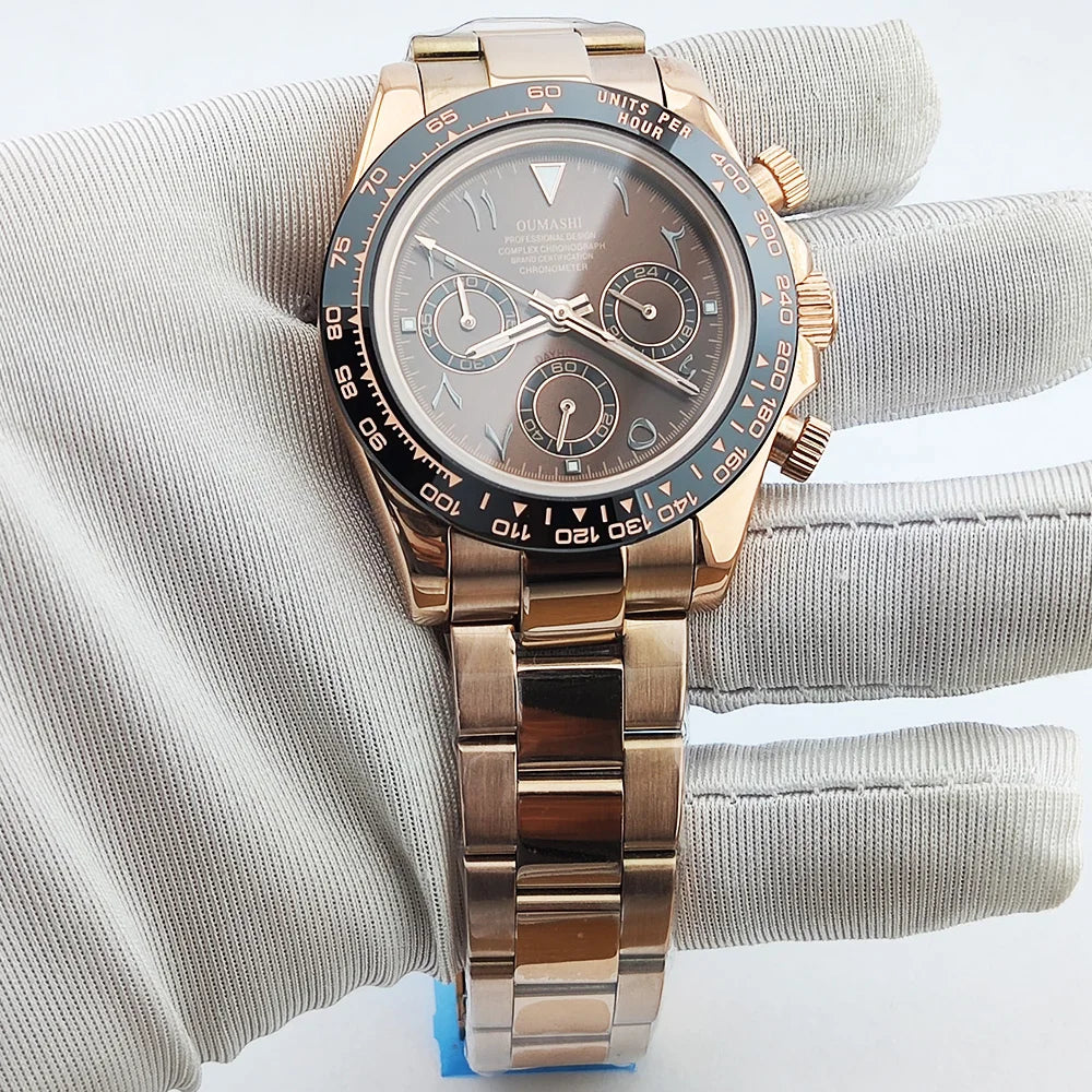 39.3mm watch VK Series 63 Men's watch Arabian Dial Men's watch Luxury Quartz watch VK63 Sport Chronograph Sapphire Glass watches