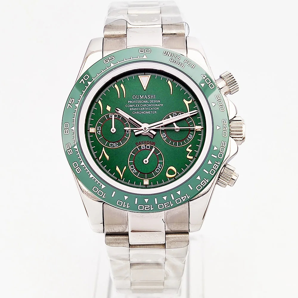 39.3mm watch VK Series 63 Men's watch Arabian Dial Men's watch Luxury Quartz watch VK63 Sport Chronograph Sapphire Glass watches