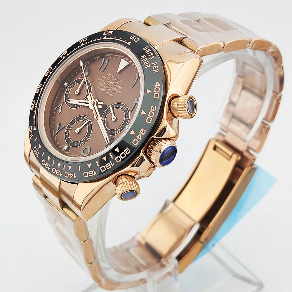 39.3mm watch VK Series 63 Men's watch Arabian Dial Men's watch Luxury Quartz watch VK63 Sport Chronograph Sapphire Glass watches