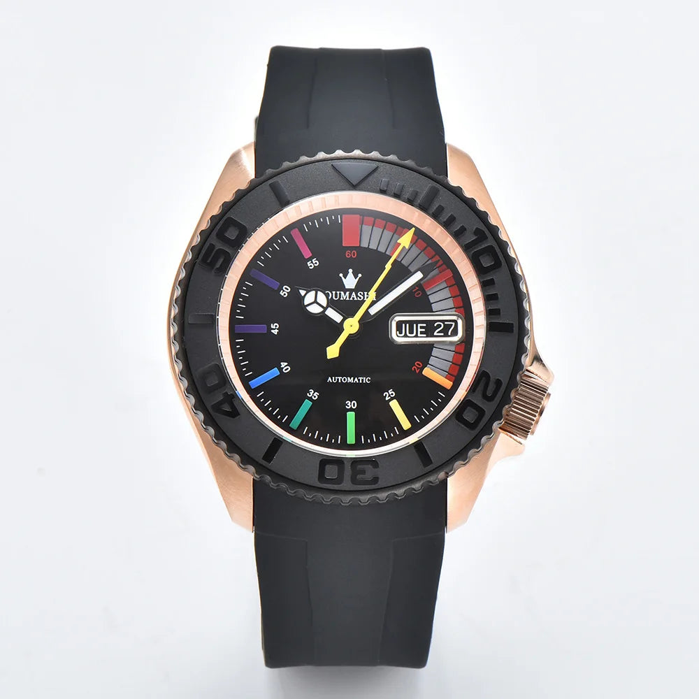 men Watch OUMASHI brand WATCH NH36 Watch NH35 Rainbow Dial Automatic mechanical movement sapphire rubber belt waterproof watch