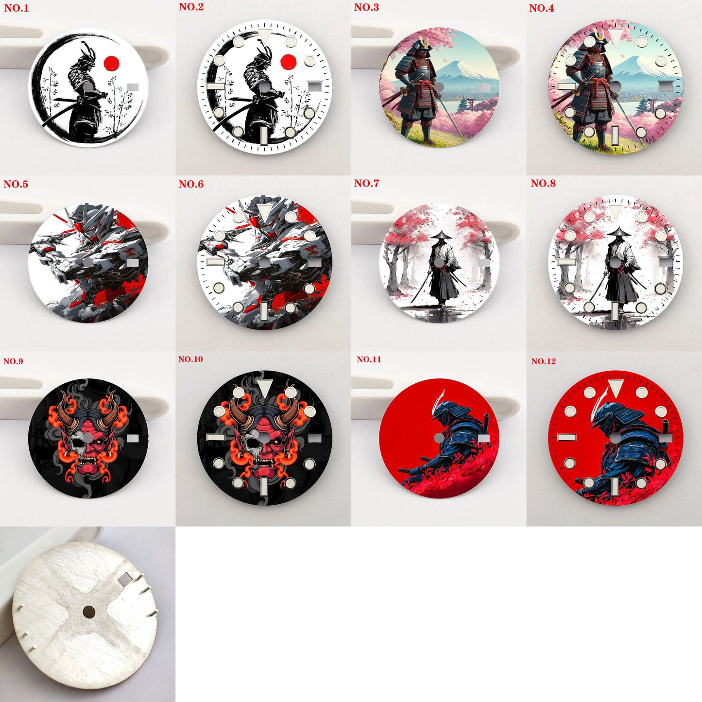 The 28.5mm dial samurai element NH35 dial creative color-printed series dial is suitable for NH35/36 movement watch accessories