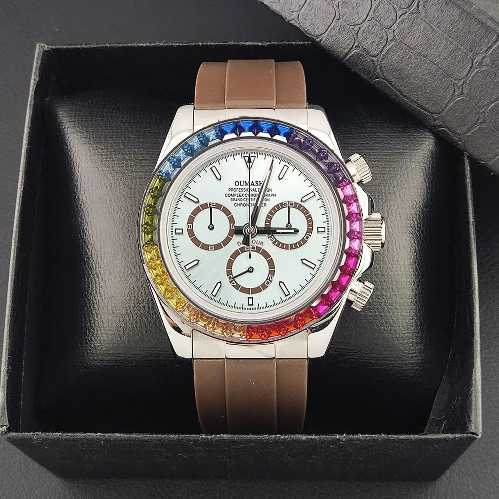 men 4130 watches sapphire Glass GEM automatic mechanical watch 39.3mm 4130 movement men's chronograph watch Waterproof 10ATM