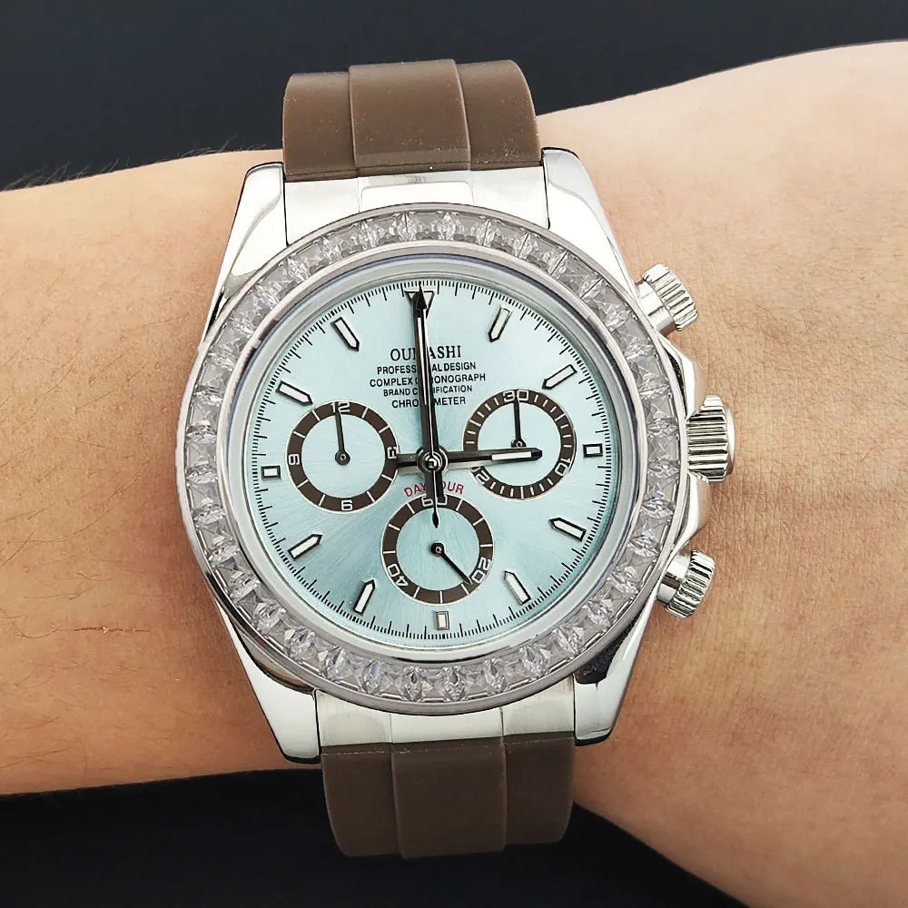 men 4130 watches sapphire Glass GEM automatic mechanical watch 39.3mm 4130 movement men's chronograph watch Waterproof 10ATM