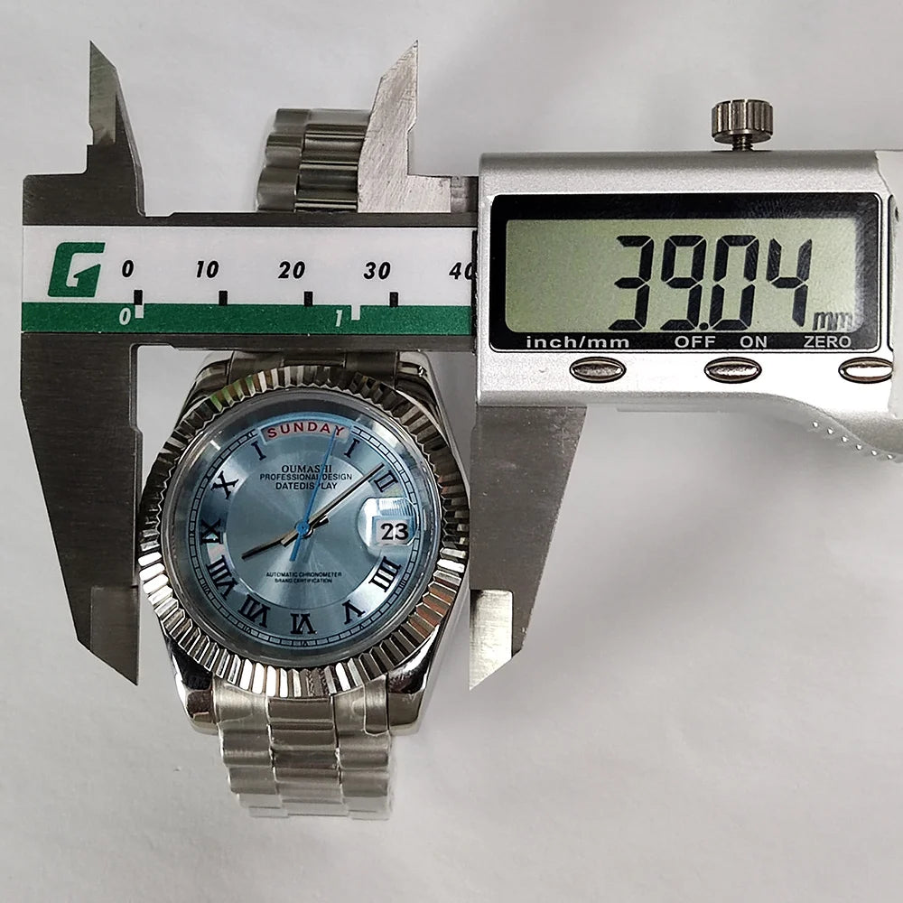 39mm OUMASHI WATCH men's mechanical watch sky blue Roman dial luxury automatic watch men's Japan MIYOTA 8285 sapphire crystal