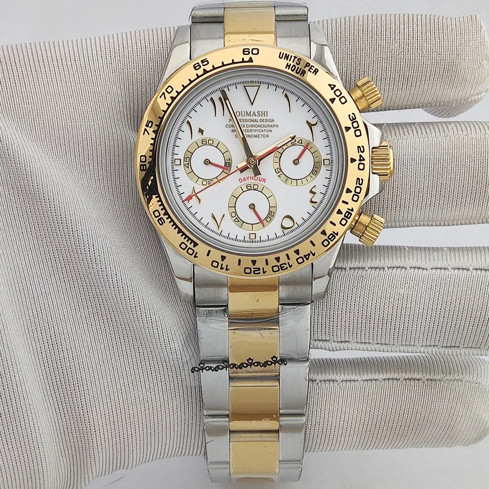 VK63 WATCH 39.3MM Casual Vk63 Quartz Movement Watch Men's waterproof steel case Arabian Dial Chronograph Luminous watch