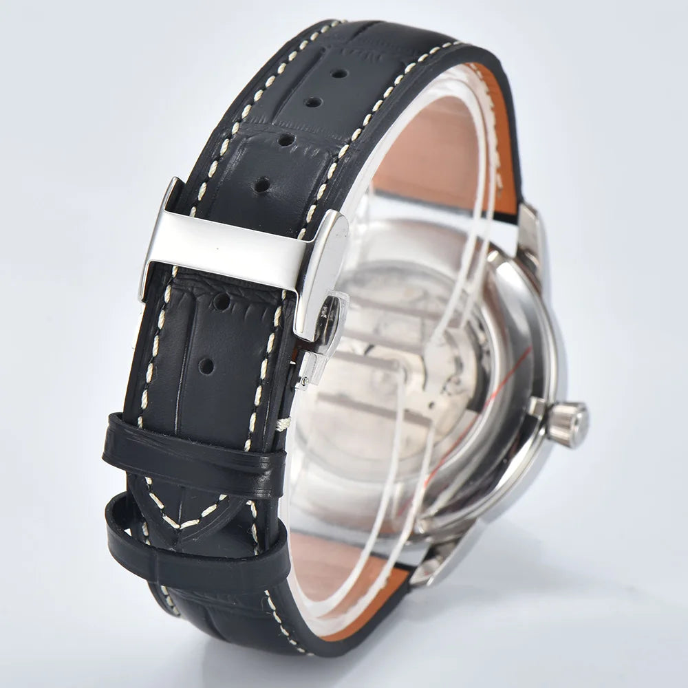 Cocktail watch 40.5mm watch Gemstone Series NH35 Automatic mechanical Men's Watch 10ATM Mineral glass waterproof leather strap