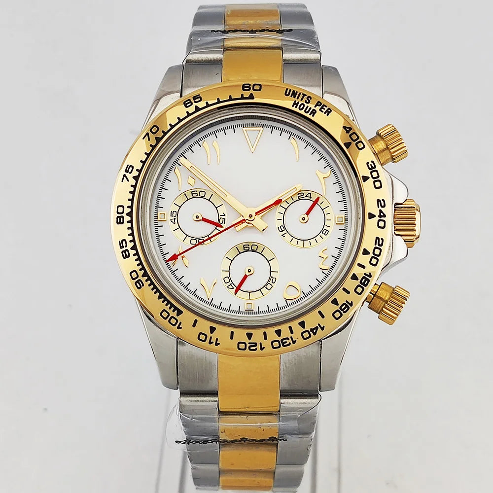 VK63 WATCH 39.3MM Casual Vk63 Quartz Movement Watch Men's waterproof steel case Arabian Dial Chronograph Luminous watch