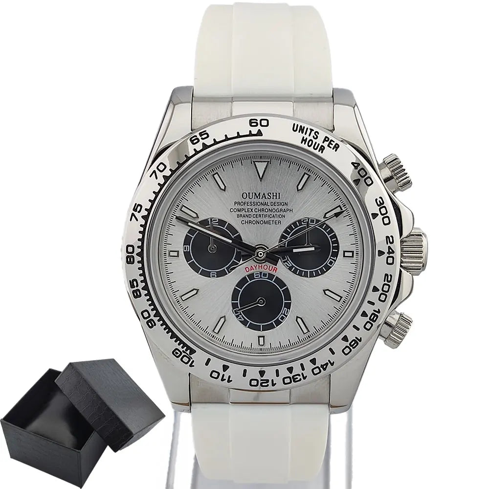 Men's 4130 Automatic Watch Automatic Chronograph Code Watch Stainless Steel sapphire Glass Luxury rubber strap Sports Men's watc