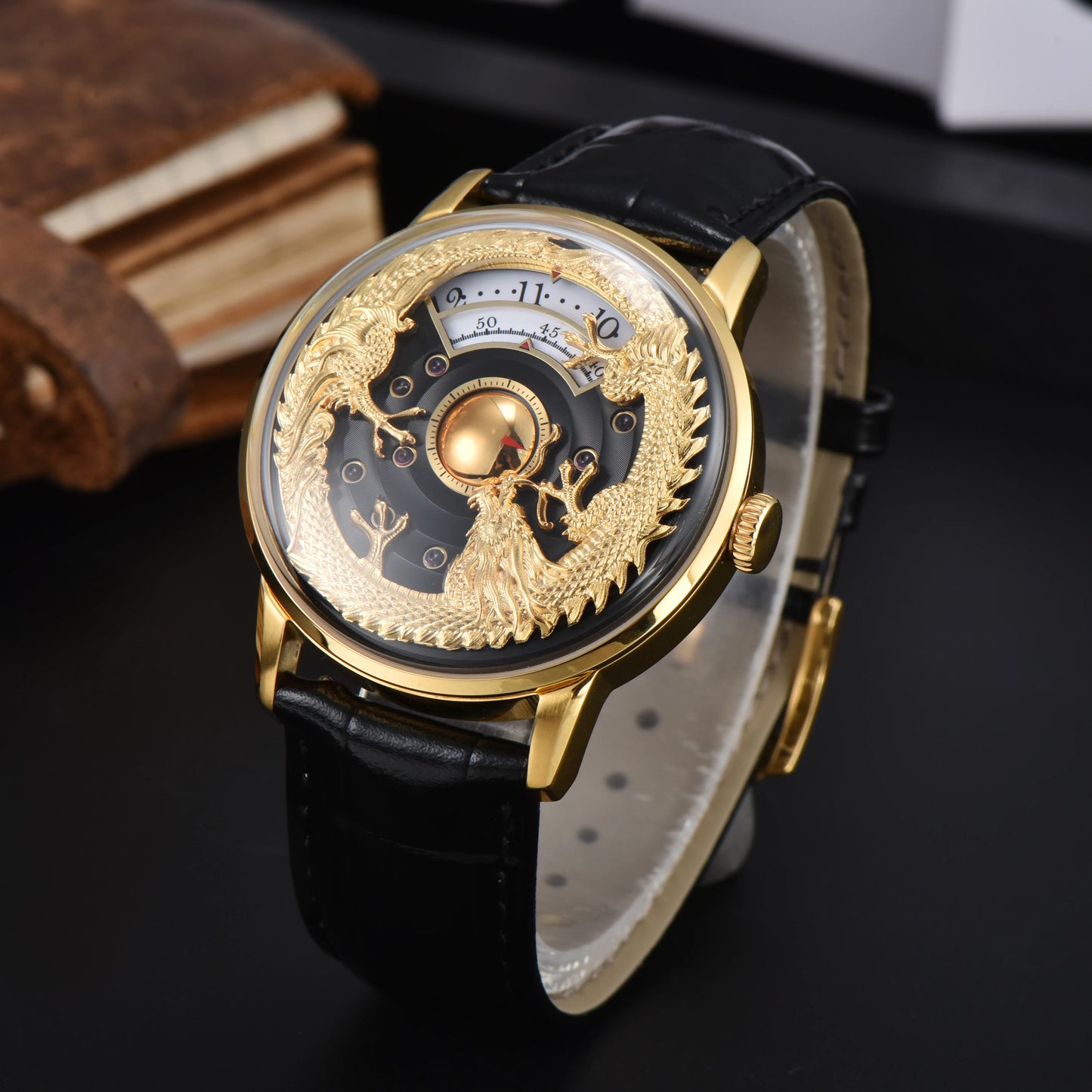 42mm Men's luxury watch Automatic Mechanical movement 316L stainless steel Watch Dragon Double Calendar Casual wear watch