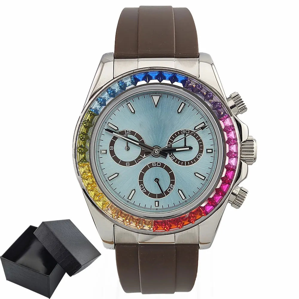 men 4130 watches sapphire Glass GEM automatic mechanical watch 39.3mm 4130 movement men's chronograph watch Waterproof 10ATM