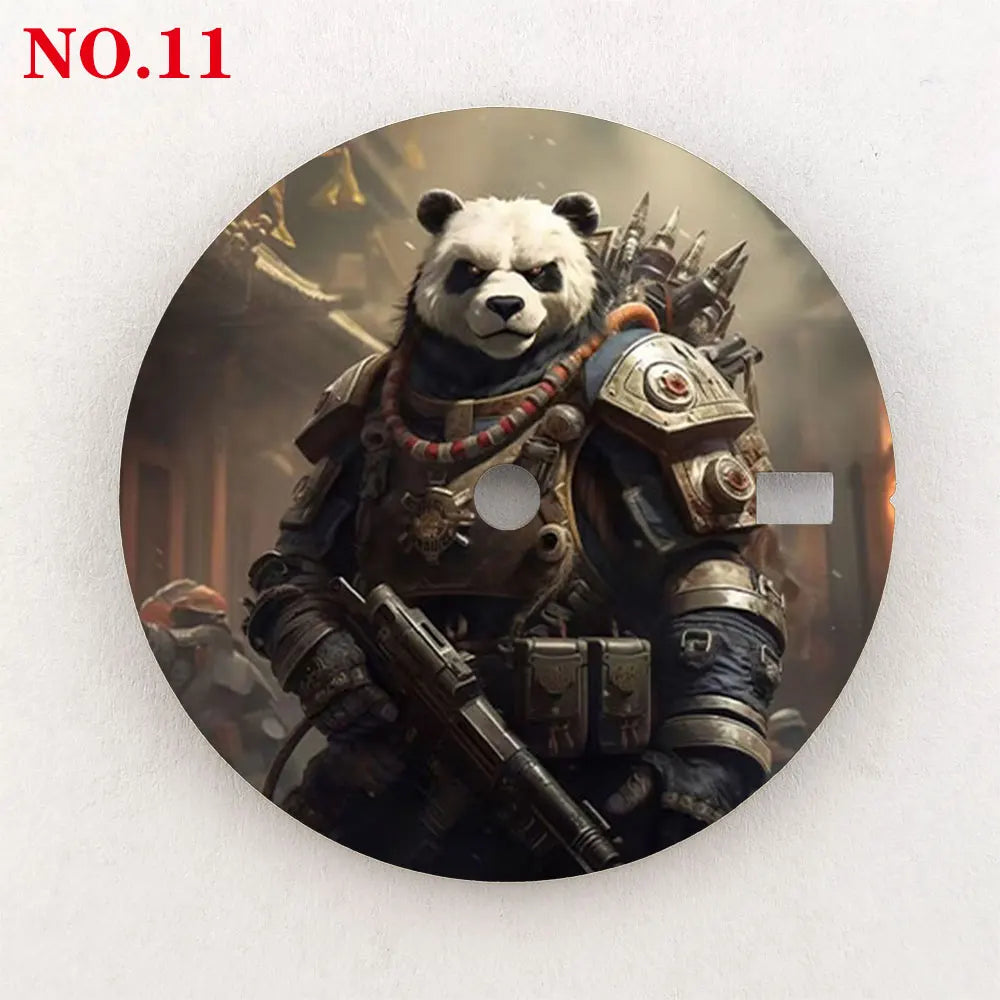 Watch dial 28.5mm NH35 dial custom-made Panda Warrior dial, color printing, watch components are suitable for NH35/36 movement