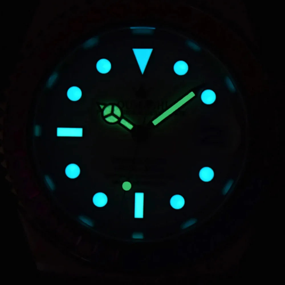40mm Gem Diving Watch NH35 Movement waterproof sapphire glass luxury Men's NH35 Watch stainless steel strap blue green luminous