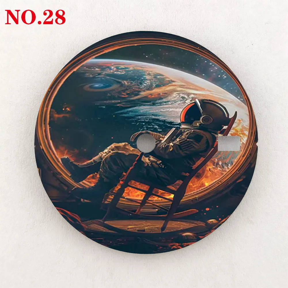 28.5mm watch dial NH35 dial astronaut custom dial color printing watch components compatible with NH35/36 movement