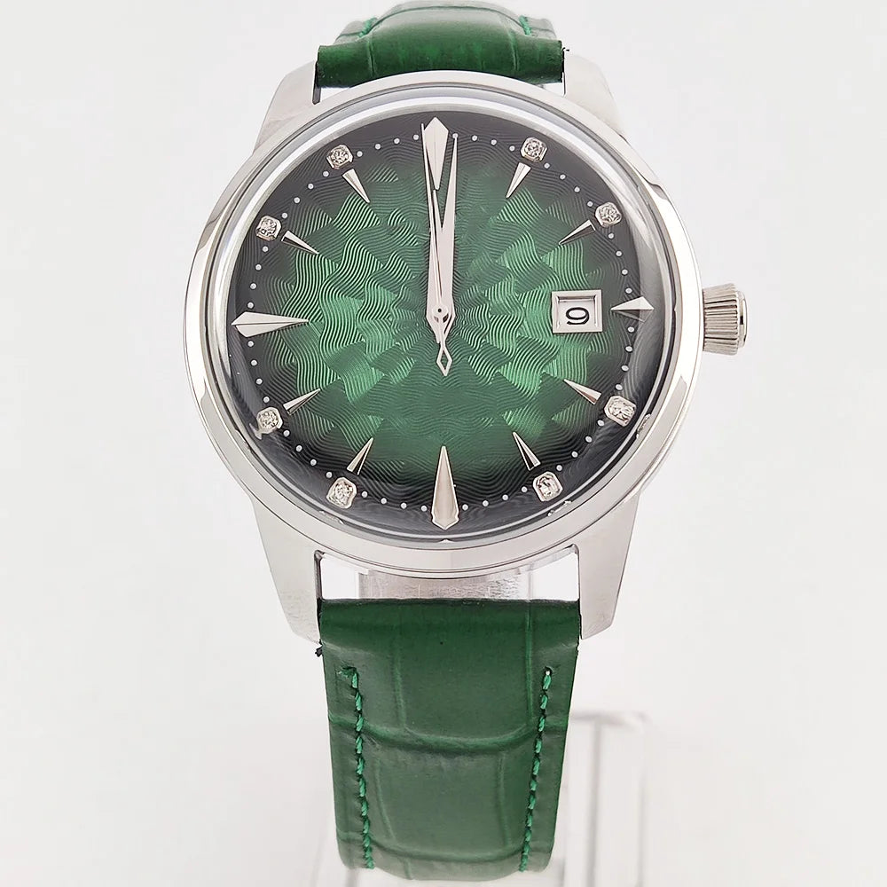 40.5mm Men's fashion watch Gemstone Series NH35 Automatic mechanical Men's Watch 10ATM Mineral glass waterproof leather strap