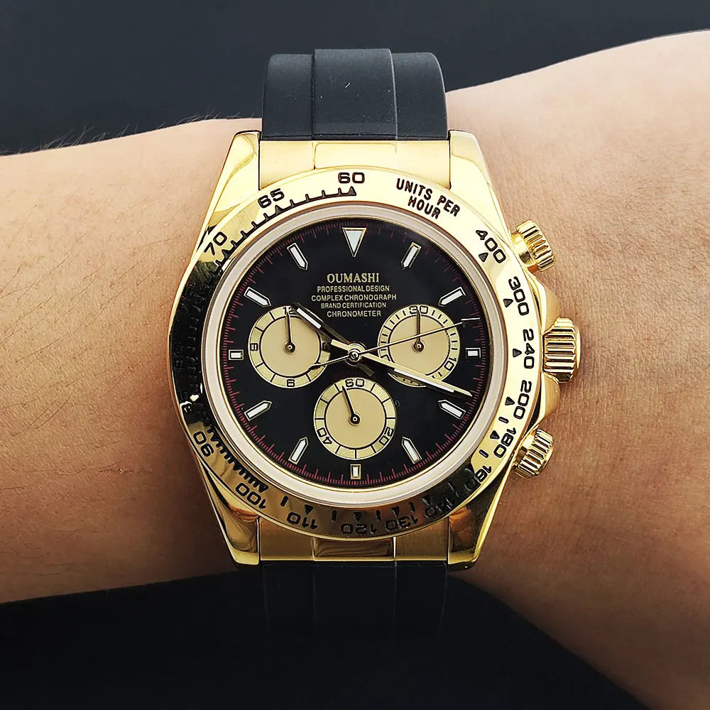 Luxury men's watch gold Chronograph Equation Racing Men Automatic Mechanical Watch Waterproof 10ATM Sapphire 4801 4130 Movement
