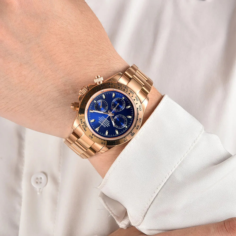VK63 watch 39.3mm Luxury Watch Men's Chronograph Men's watch vk63 case rose gold BLUE VK63 Men's Chronograph Waterproof 10ATM