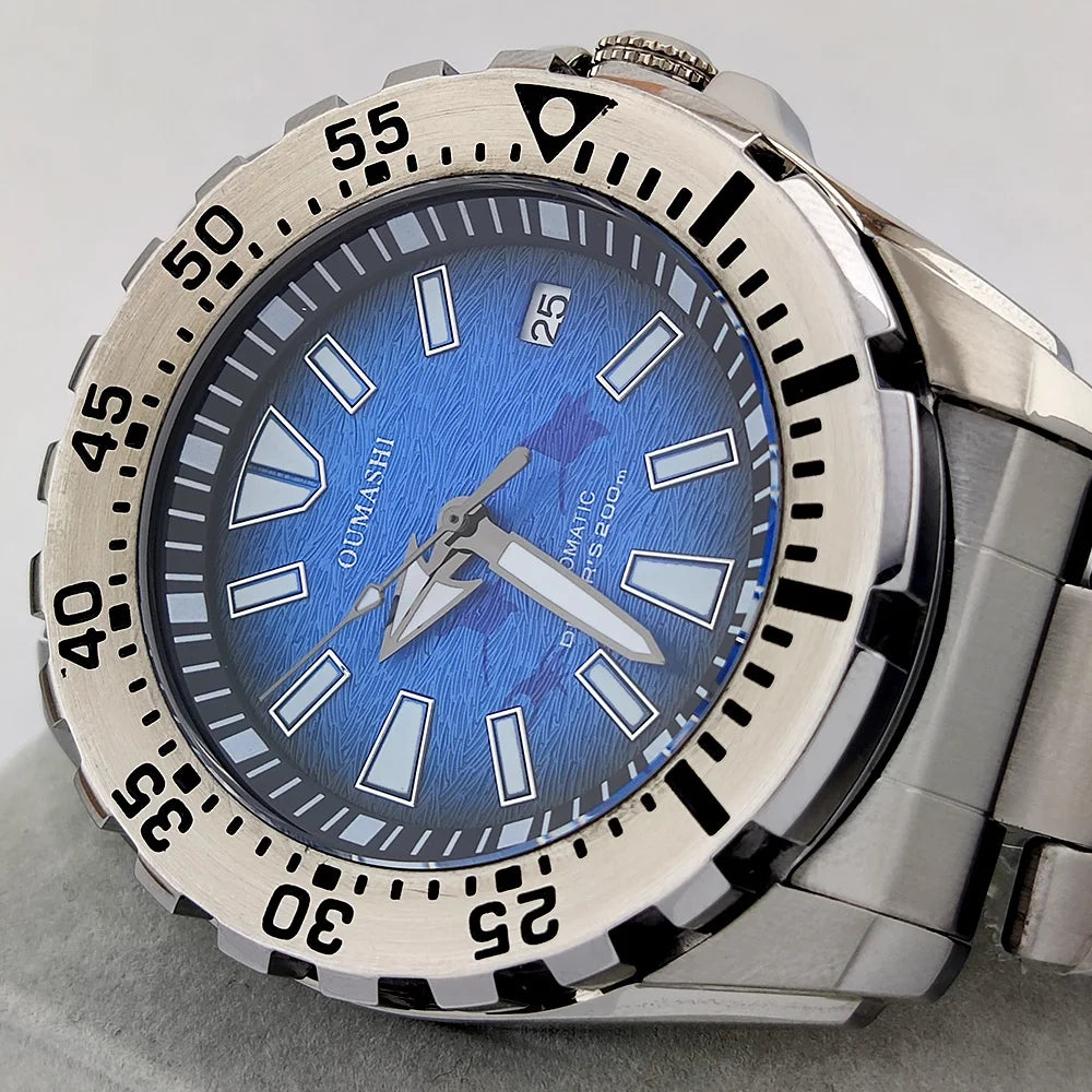 44mm Watch NH35 Sapphire glass luminous diving 200 meters dial 316L stainless steel automatic mechanical watch NH35 movement