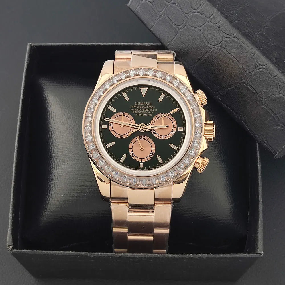 Men watches GEM Automatic Watch 39mm 4130 Chronograph Mechanical Wristwatch Sapphire Triple Windows Waterproof 10ATM 7750 watch