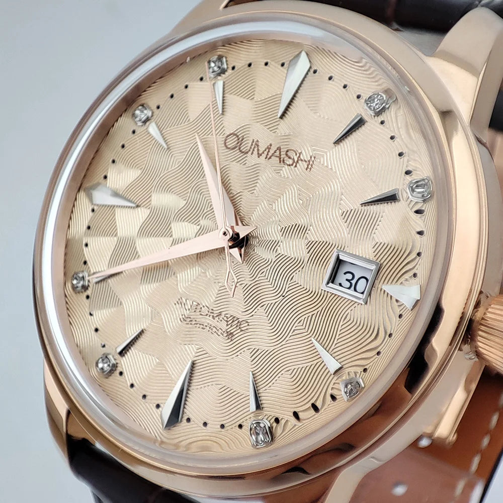 40.5mm Men's fashion watch Gemstone Series NH35 Automatic mechanical Men's Watch 10ATM Mineral glass waterproof leather strap