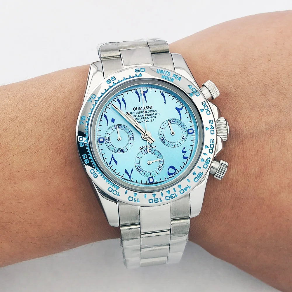 39.3mm watch VK Series 63 Men's watch Arabian Dial Men's watch Luxury Quartz watch VK63 Sport Chronograph Sapphire Glass watches